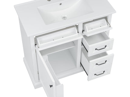 36" Bathroom Vanity With Sink, 2 Tip-Out Drawers, Soft Close Hinges