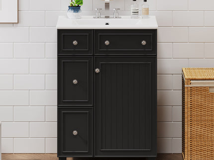 Transitional Style Bathroom Vanity Cabinet With Ceramic Sink