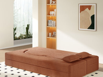 Modern Floor Sofa With 2 Pillows, Convertible Twin Size Folding Mattress For Living Room