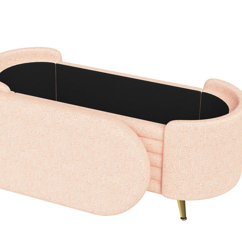 Modern Oval Storage Ottoman With Upholstery