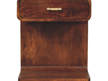 T Bar Rounded Bedside Table - Dark Brown