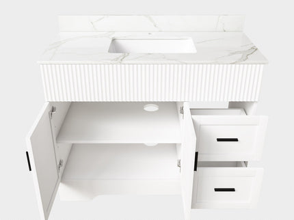 Bathroom Vanity Set, Fluted Cabinet, Soft Close Doors & Drawers - White