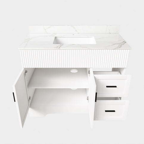Bathroom Vanity Set, Fluted Cabinet, Soft Close Doors & Drawers - White