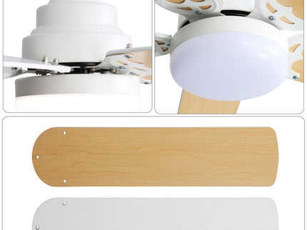 Modern Ceiling Fan With 3 Color Dimmable Light 5 Blades Remote Control Reversible Dc Motor - White