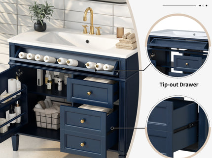 Bathroom Vanity & Top Sink, Modern Bathroom Storage Cabinet With 2 Drawers And A Tip-Out Drawer