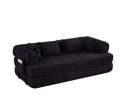 Convertible Sleeper Sofa Bed With Cylindrical Pillow