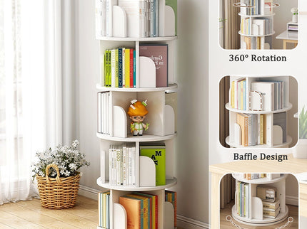 5 Tier Rotating Bookshelf, Spinning Design