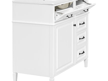 Modern Bathroom Vanity With Sink Top, Flip Drawer Design