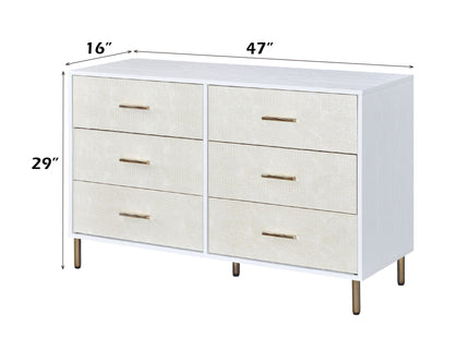 Myles - Dresser - White Champagne / Gold