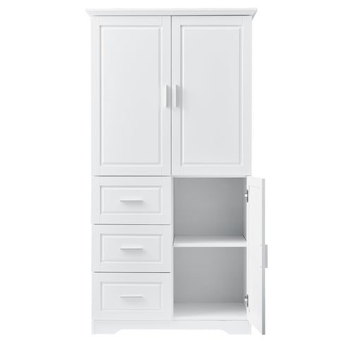 Tall And Wide Storage Cabinet With Doors, 3 Drawers