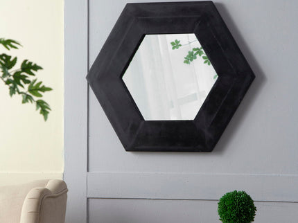 Hexagon Mirror With Natural Wood Frame, Wall Decor For Living Room Bathroom Hallway