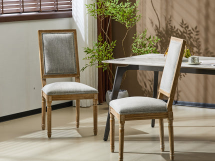 French Country Style Dining Chair With Upholstered Seating And Fluted Legs