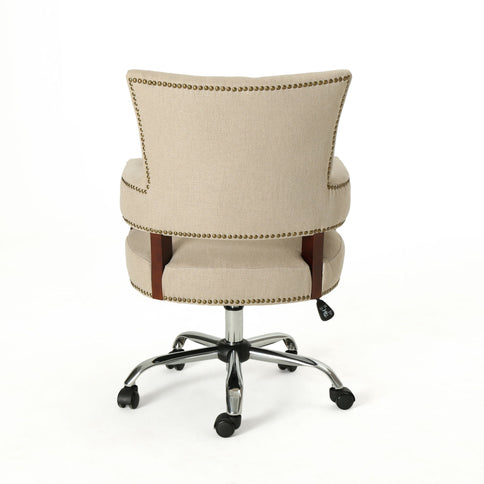 Zealous - Upholstered Office Chair With Curved Arms And Nailhead Accents - Wheat