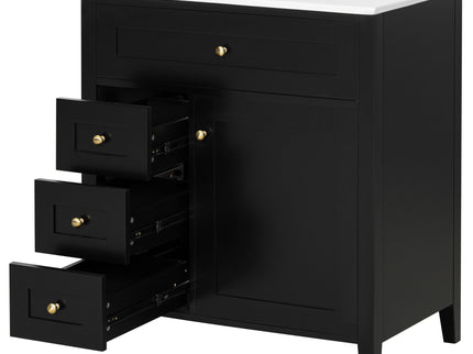 Bathroom Vanity With Sink, 3 Drawers And Adjustable Shelf, Freestanding Storage Unit