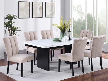 2 Tone Dining Table Set With Upholstered Side Chairs
