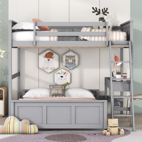 Full Over Full Bunk Bed With Desk