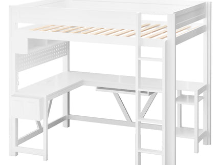 Gaming Loft Bed With Desk, Storage Shelves, LED And Charging Station