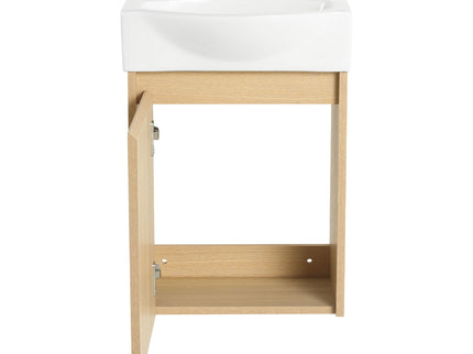Modern Bathroom Vanity With Ceramic Basin, Wall Mounted Floating Sink Combo, Storage Cabinet