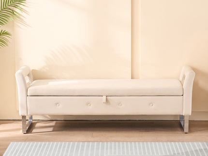 Wide Storage Soft Ottoman Bench With Armrests