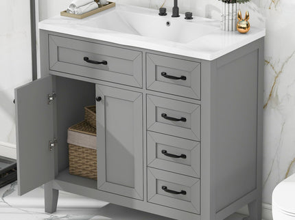 Modern Bathroom Vanity With Sink, Freestanding Design With Drawers And Doors