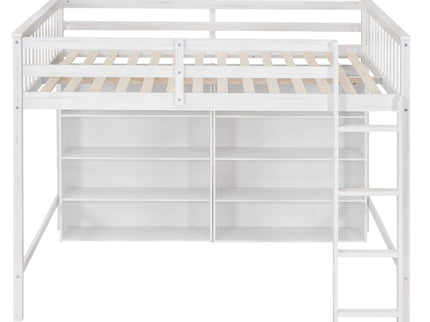 Loft Bed With 8 Open Storage Shelves And Built In Ladder