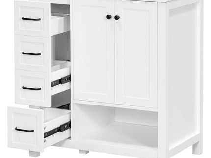Bathroom Vanity With Sink Top, Bathroom Vanity Cabinet With 2 Doors And 2 Drawers, Open Shelf