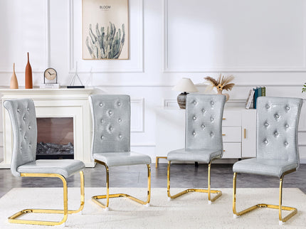 Elegant Design Alligator Skin Upholstered Dining Chairs