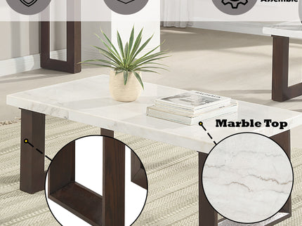 Edwyn - Natural Marble Top End Table