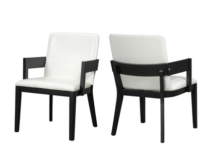 Modern Glossy Dining Chairs (Set of 2), Elegant Upholstery And Ergonomic Design - Black White