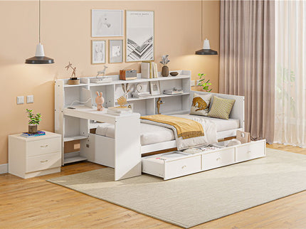 Daybed With 3 Drawers USB Ports And Desk