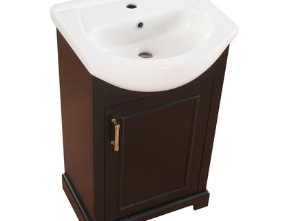 20" Bathroom Vanity With Bulged Sink, Freestanding Single Vanity Set, Soft Close Door