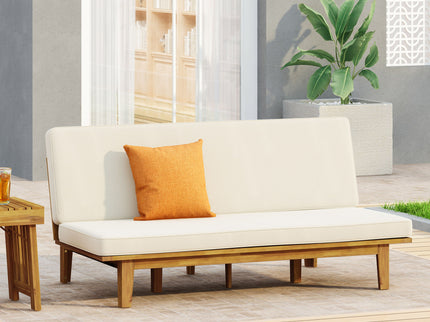 Outdoor Elegance Daybed With Convertible Design Cushion Frame - Beige