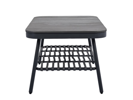 4 Piece Outdoor Patio Furniture Set, Metal Chairs With Woven Rope U Shaped Backrest
