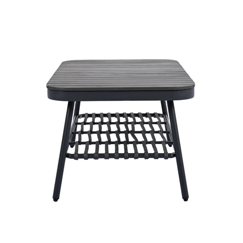 4 Piece Outdoor Patio Furniture Set, Metal Chairs With Woven Rope U Shaped Backrest