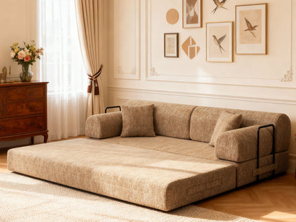 Modern 2 Tone Fabric Convertible Sleeper Sofa Bed