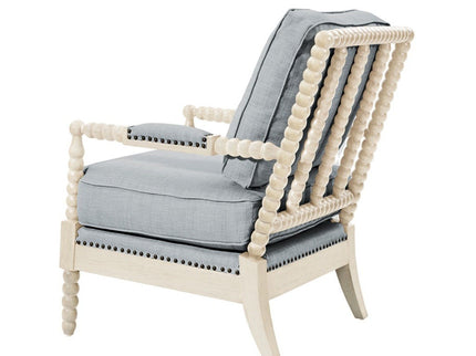 Arm Chair With Open Back Spindle Design, Padded Armrests