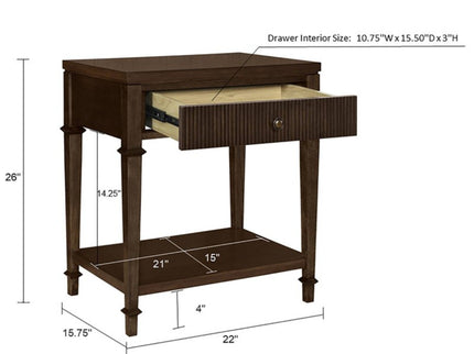Kenna - Nightstand With Storage - Dark Coffee