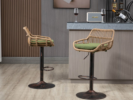 Modern Swivel Bar Stools Adjustable Counter Chairs With Footrest (Set of 2)