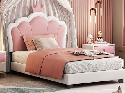 Upholstered Princess Platform Bed With Crown Headboard