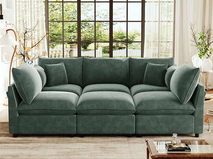 Modern Sectional Sofa U-Shaped With Movable Ottoman Storage Armrests And USB Ports