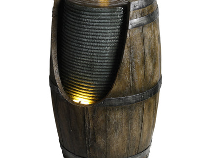 Rustic Barrel Water Fountain With LED Light