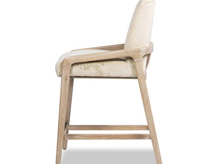 Arizona - Solid Ash Upholstered Counter Stool With Rope Detail - Creme De La Creme White