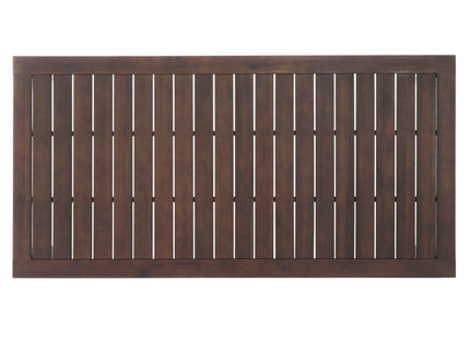 Acacia Wood Outdoor Dining Table With Slatted Top - Dark Brown