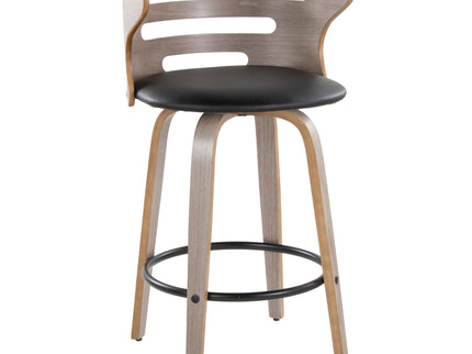 Cosini - Mid Century Modern Fixed Height Barstool With Swivel And Round Footrest (Set of 2)