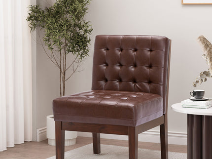 Contemporary Accent Chair With Tufted Waffle Stitch - Dark Brown