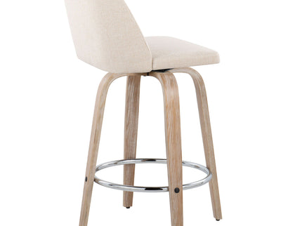 Toriano - Contemporary Fixed Height Counter Stool With Swivel & Round Footrest Modern Design (Set of 2)