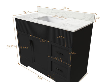 Bathroom Vanity Set, Soft Close Doors & Drawers, 3 Faucet Holes, Sink Included - Black