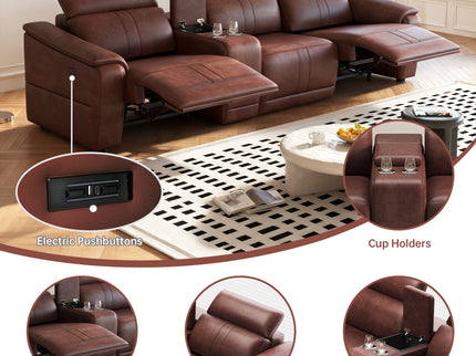 Modular Sofa With Recliners And Cup Holders Sectional Set