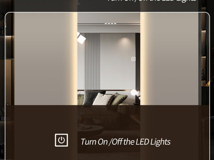 LED Full Length Wall Mirror With Symmetrical Arch Design, Dimmable 3 Color Temperature Lighting - Silver