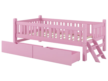 Platform Bed With Guardrail And 2 Drawers